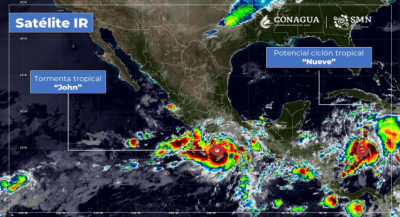 Se fortalece tormenta tropical "John" con alta probabilidad de convertirse en huracán categoría 2 frente a las costas de Oaxaca: Protección Civil