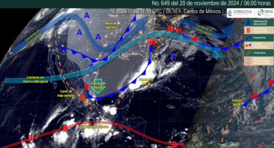 Frente frío número 10 ocasionará lluvias de intensidad variable en territorio oaxaqueño para este miércoles