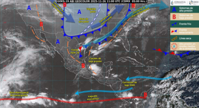 Se prevén condiciones invernales y evento de norte por la llegada del frente frío número 16