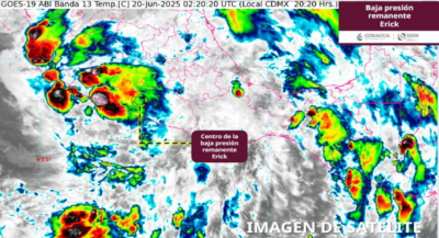 Se degrada “Erick” a baja presión remanente que generará lluvias torrenciales en Oaxaca