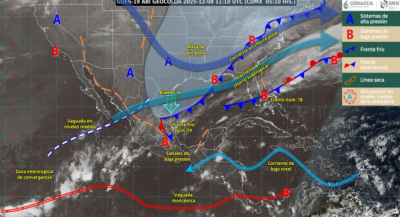Se prevé condiciones de tiempo adverso por frente frío número 19 en Oaxaca