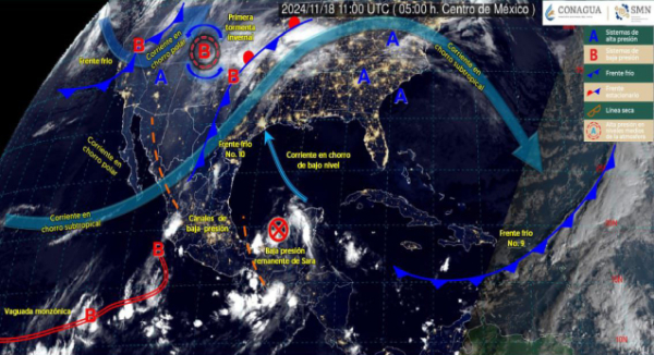 Remanentes de ciclón tropical “Sara” mantendrán lluvias ligeras en territorio oaxaqueño