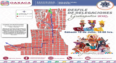 Policía Vial Estatal implementará dispositivos durante Desfiles de Delegaciones de la Guelaguetza 2025