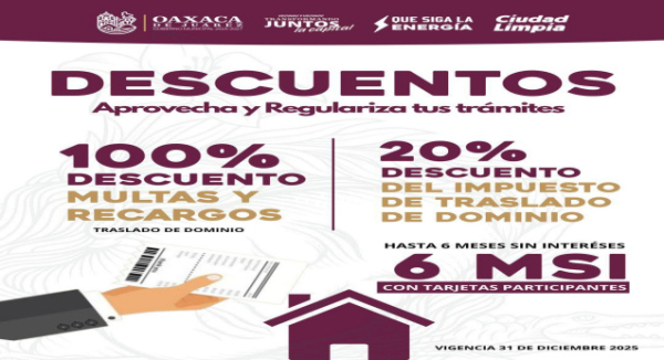 Oaxaca de Juárez impulsa estímulos fiscales para la regularización de trámites catastrales