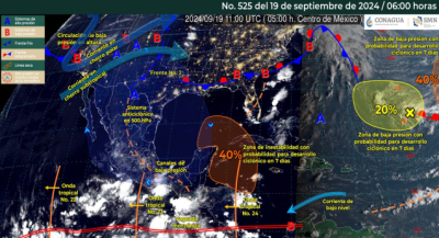 Se prevén chubascos durante la tarde-noche de este jueves en territorio oaxaqueño