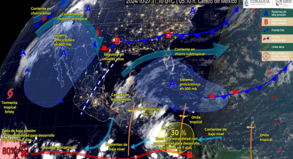 Onda tropical número 28 ocasionará lluvias en algunas regiones de Oaxaca para este domingo