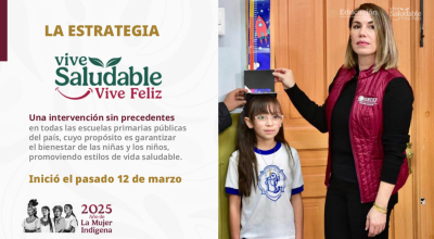 Con la estrategia “Vive Saludable, Vive Feliz”, el Gobierno de México ha valorado la salud de 2.7 millones de estudiantes de primaria; la meta es superar los 3 millones en este ciclo escolar
