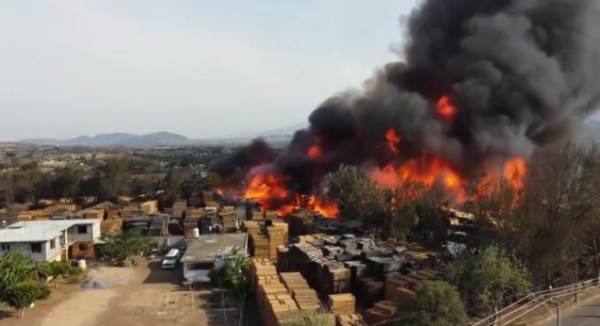 Trabajan para sofocar incendio en aserradero de San Miguel Etla
