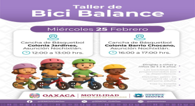 Invita Semovi a la niñez de Asunción Nochixtlán a los talleres de Bici Balance