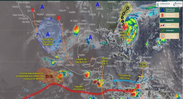 Continuarán lluvias dispersas por onda tropical número 9 y la vaguada monzónica en Oaxaca