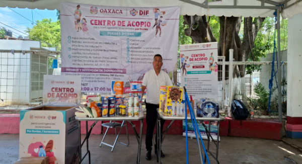 DIF Oaxaca mantiene activo centro de acopio para apoyar a familias afectadas por lluvias