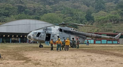 Llega Helicóptero de la Sedena a San José Tenango