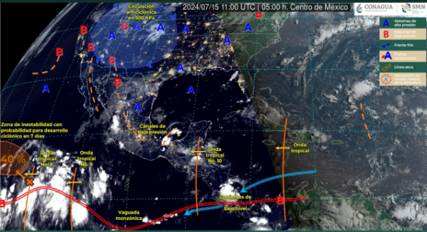 Onda tropical número 10 mantendrá condiciones lluviosas para Oaxaca