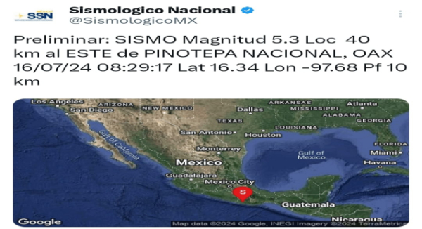 Sin daños por sismo en Oaxaca, se activo alerta sísmica