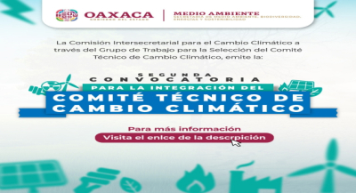 Lanza Secretaría de Medio Ambiente Segunda Convocatoria para la Integración del Comité Técnico de Cambio Climático