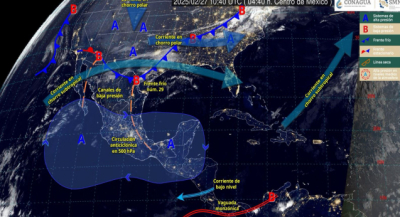 Traerá frente frío 29 nublados con lluvias en la mitad norte del estado