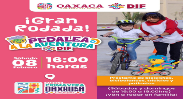 Invita DIF Estatal a la Gran rodada “Pedalea a la Aventura” en el Parque Primavera Oaxaqueña