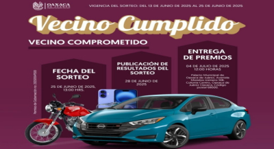 El Municipio de Oaxaca de Juárez premiará a contribuyentes mediante el sorteo “Vecino Cumplido”