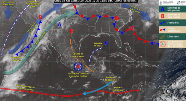 Amplio techo nuboso y episodios de lluvias y lloviznas afectarán el territorio oaxaqueño