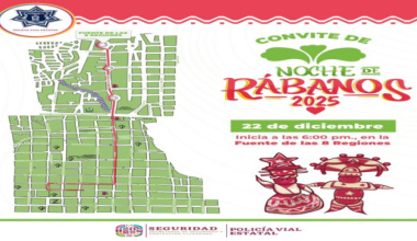 Alista Policía Vial Estatal operativo durante el Convite de la Noche de Rábanos 2025