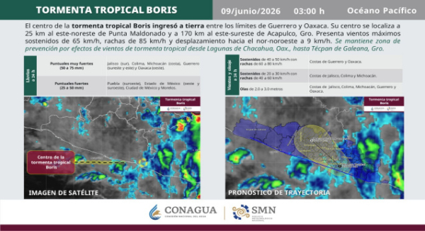Remanentes de Boris continuarán generando lluvias en Oaxaca