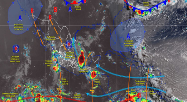 Interacción de ondas tropicales favorecerá lluvias fuertes en el estado