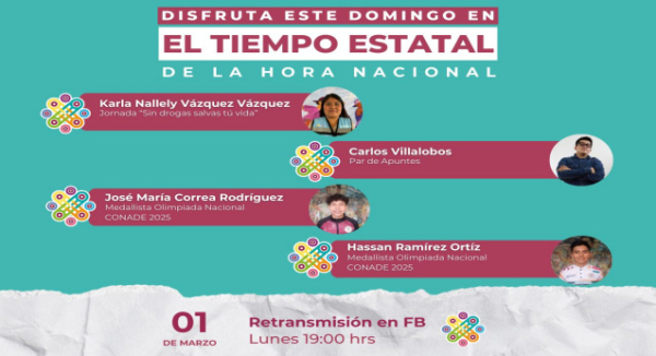 Compartirá El Tiempo Estatal de la Hora Nacional detalles sobre la jornada Sin drogas, salvas tu vida