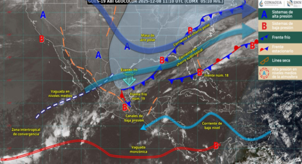 Se prevé condiciones de tiempo adverso por frente frío número 19 en Oaxaca