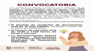 Oaxaca de Juárez lanza convocatoria para integrar Consejos Consultivos Temáticos