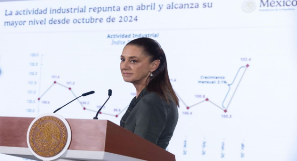 Presidenta Claudia Sheinbaum destaca récord de 709 mil MDD en exportaciones y crecimiento industrial de 2.1%