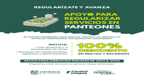Oaxaca de Juárez mantiene incentivos para regularizar contribuciones municipales