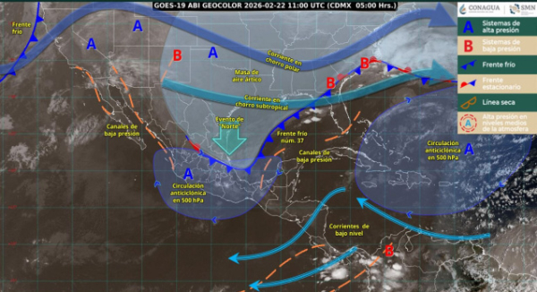 Frente frío número 37 provocará lluvias, descenso de temperatura y evento de norte en Oaxaca