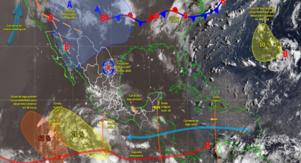 Condiciones de lluvia y tormentas dispersas se prevén para este viernes