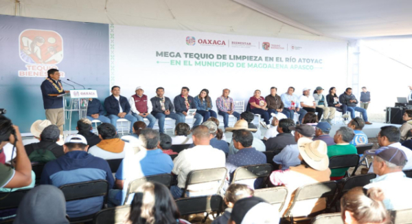 Trabaja Gobierno de Oaxaca y población para sanear río Atoyac en Magdalena Apasco