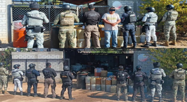 Aseguran Policía Estatal y FGR hidrocarburos, vehículos y equipos de vigilancia en domicilio de Valles Centrales