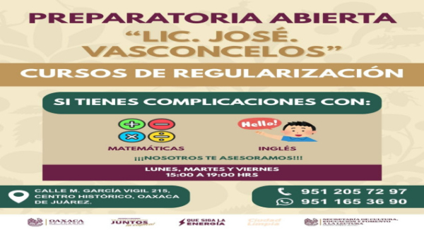 Preparatoria Abierta “José Vasconcelos”, una opción educativa para jóvenes y adultos de Oaxaca de Juárez