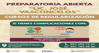 Preparatoria Abierta “José Vasconcelos”, una opción educativa para jóvenes y adultos de Oaxaca de Juárez