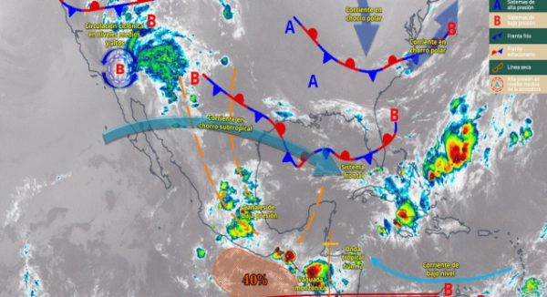 Vaguada monzónica y onda tropical provocarán condiciones inestables en Oaxaca