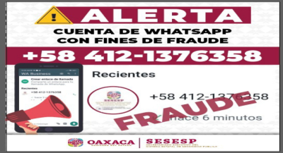 Oaxaca: alertan sobre mensajes de WhatsApp a nombre del Secretariado de Seguridad Pública