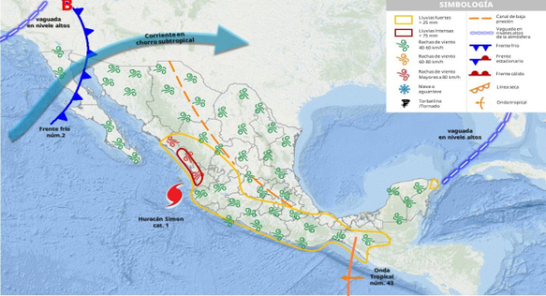 Onda tropical 43 propiciará lluvias aisladas en territorio oaxaqueño