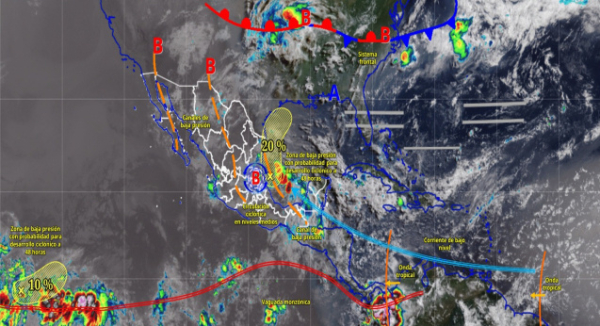 Interacción de sistemas meteorológicos favorecerá temporal de lluvias en gran parte de Oaxaca