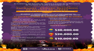 Este 25 de octubre cierra la convocatoria para el Concurso de Decoración de Fachadas: Sectur Oaxaca