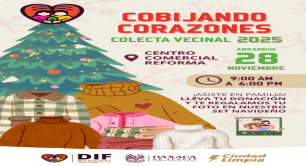 El DIF Municipal de Oaxaca de Juárez invita a participar en la colecta “Cobijando Corazones 2025”