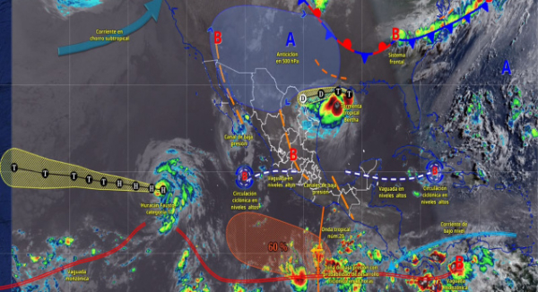 Lluvias, vientos fuertes y mar de fondo marcarán las condiciones del tiempo en Oaxaca