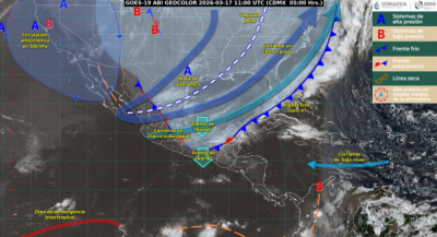 Se intensifican lluvias y vientos por el frente frío número 41 en Oaxaca