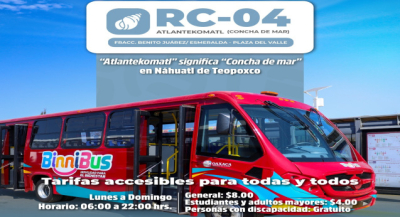 Nueva ruta BinniBus conecta el fraccionamiento Benito Juárez Esmeralda con Plaza del Valle