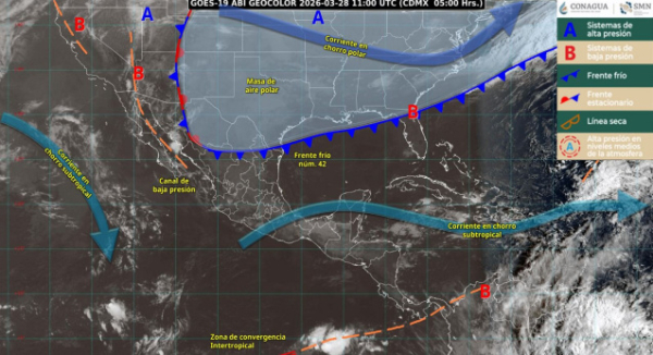 Prevén lluvias y evento de norte en Oaxaca por ingreso de frente frío número 42