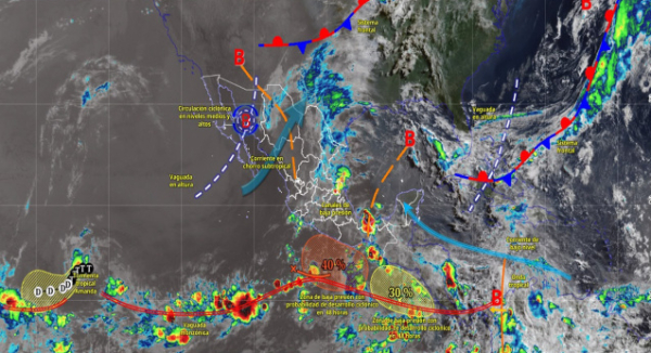 Interacción de sistemas atmosféricos provocarán lluvias significativas en Oaxaca