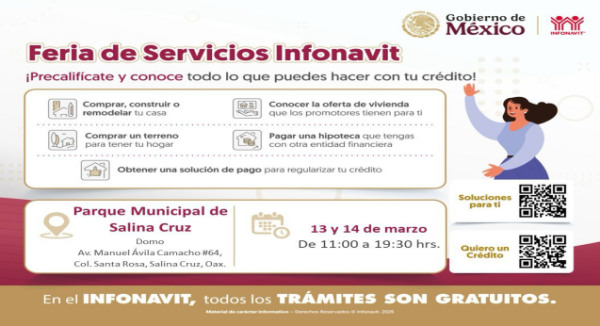 Infonavit realizará Feria de atención en Salina Cruz