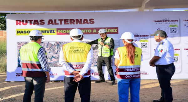 Supervisan avance del Paso a Desnivel Monumento a Juárez en Oaxaca de Juárez